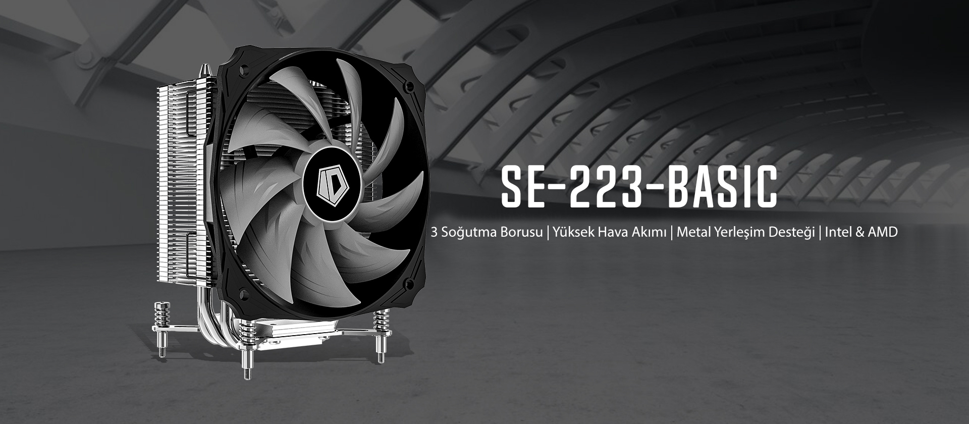 ID-Cooling SE-223 Basic 4pin PWM Kule Tipi INTEL/AMD İşlemci Soğutucu ...